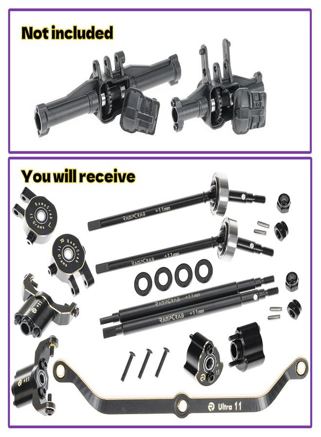 RampCrab Axle widening Upgrade Parts for TRX4M, 11mm Wider on Each Side (Front & Rear), Brass Upgrades Parts for TRX4m RC Crawler Car, Fit for 1/18 TRX4-M Unlimited Trail Buggy, Ultra 11 - Image 5